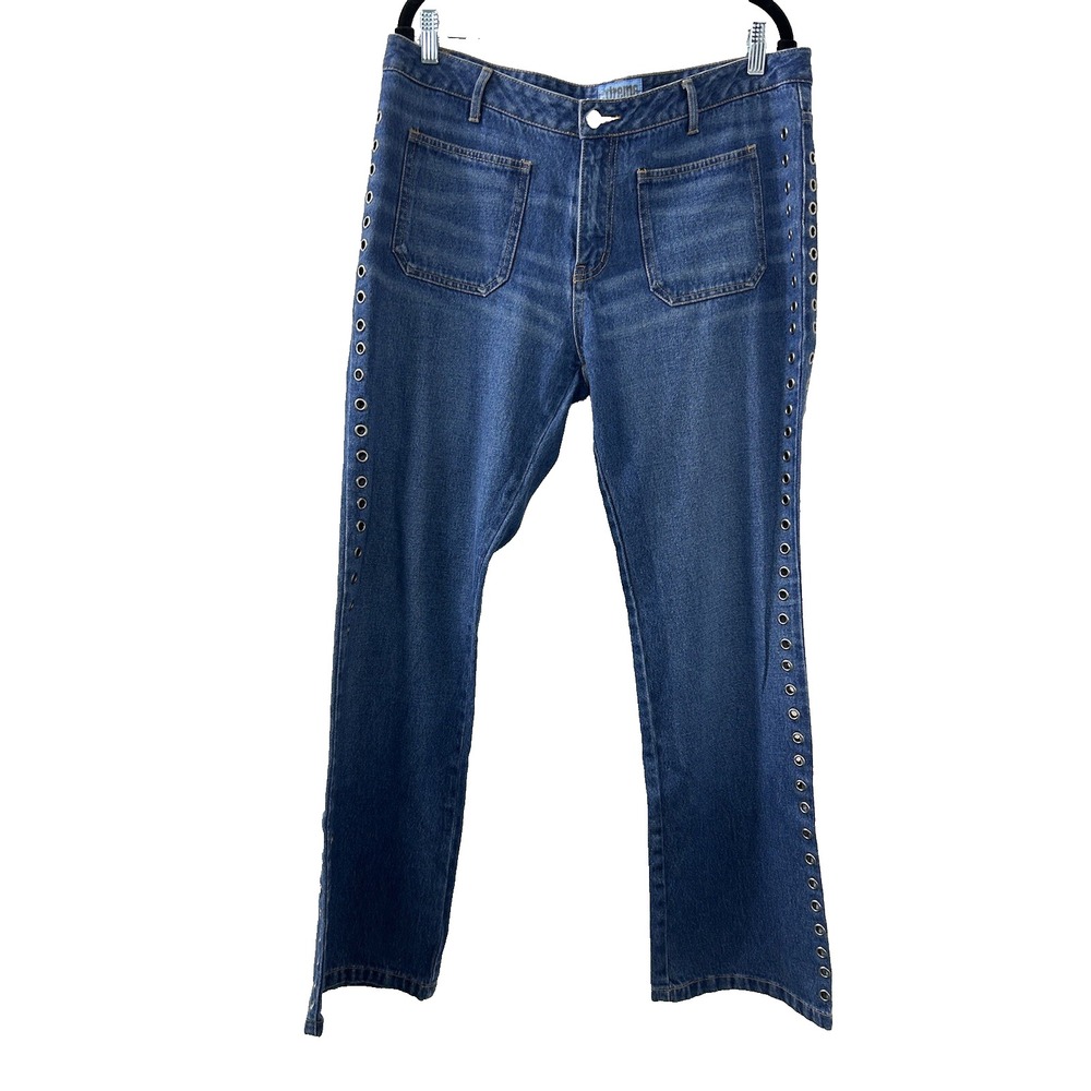 Extreme Limit Grommet Side Jeans 15 Blue‎ Denim Patch Pocket Y2K Grunge Punk